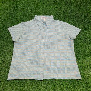 Vintage 70s Disco Shirt Womens 2XL 24x25 Blue Oversized